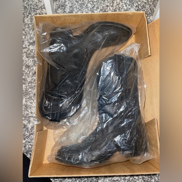 NWT Alberta Boots Ostrich & Kangaroo Black Leather Cowboy Boots Women Size 8.5 - Picture 9 of 12